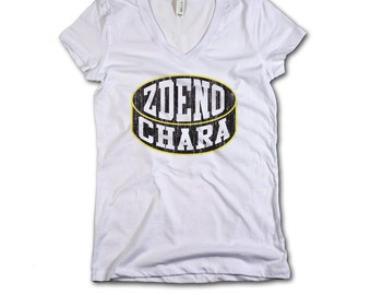 Zdeno Chara Officially Licensed NHLPA Boston V-Neck Mens XS-2XL Zdeno Chara Puck K