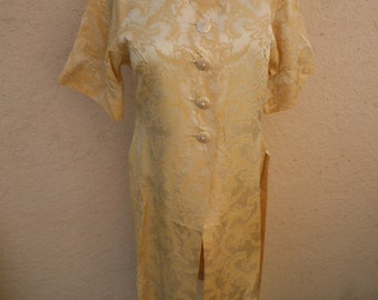 Bust: 36" ** Incredible Satin Rayon 1940s Dress / Jacket