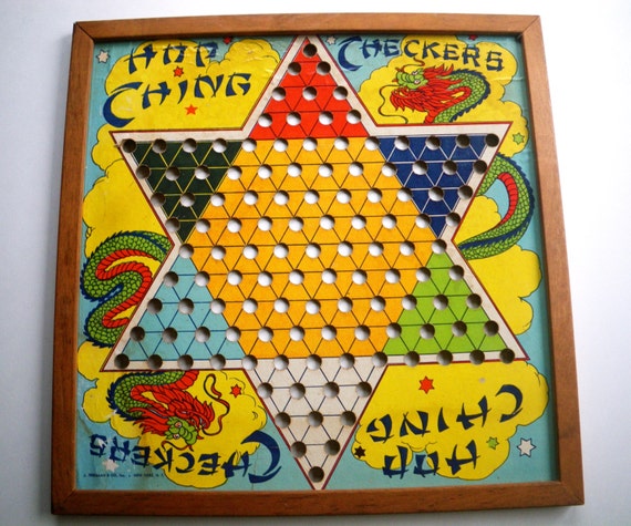 antique vintage chinese checkers board