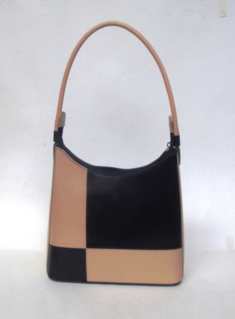 Vintage Daniela Moda Genuine Leather Purse Tan and Black