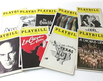 Playbills from Broadway classic shows in 1950s, '60s, '70s, '80s and '90s