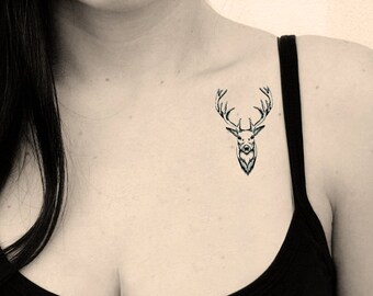 Deer Temporary Tattoo, Whimsical Woodland Animal Tattoo