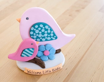Mommy and Baby Birdie Keepsake Cake Topper - Baby Shower