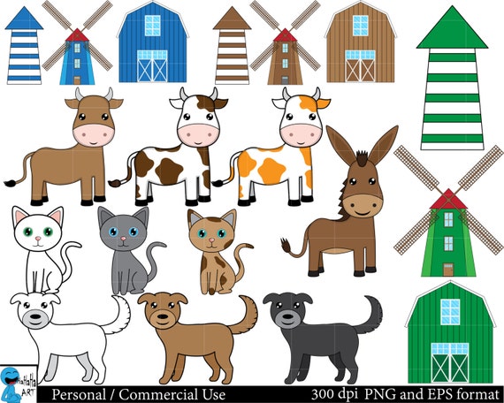 Farm animals Set Clipart Digital Clip Art Graphics