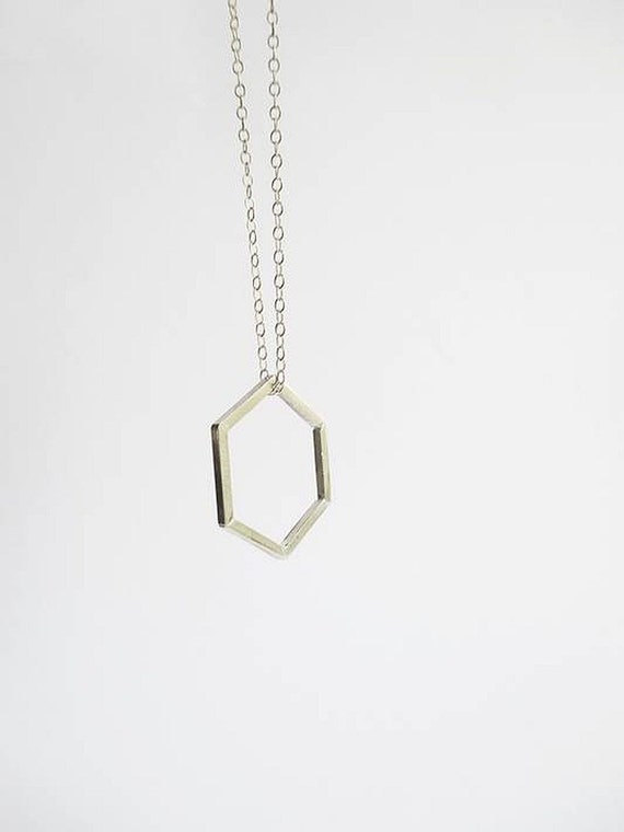 Sterling silver handmade Hexagon shaped necklace by FinerRings