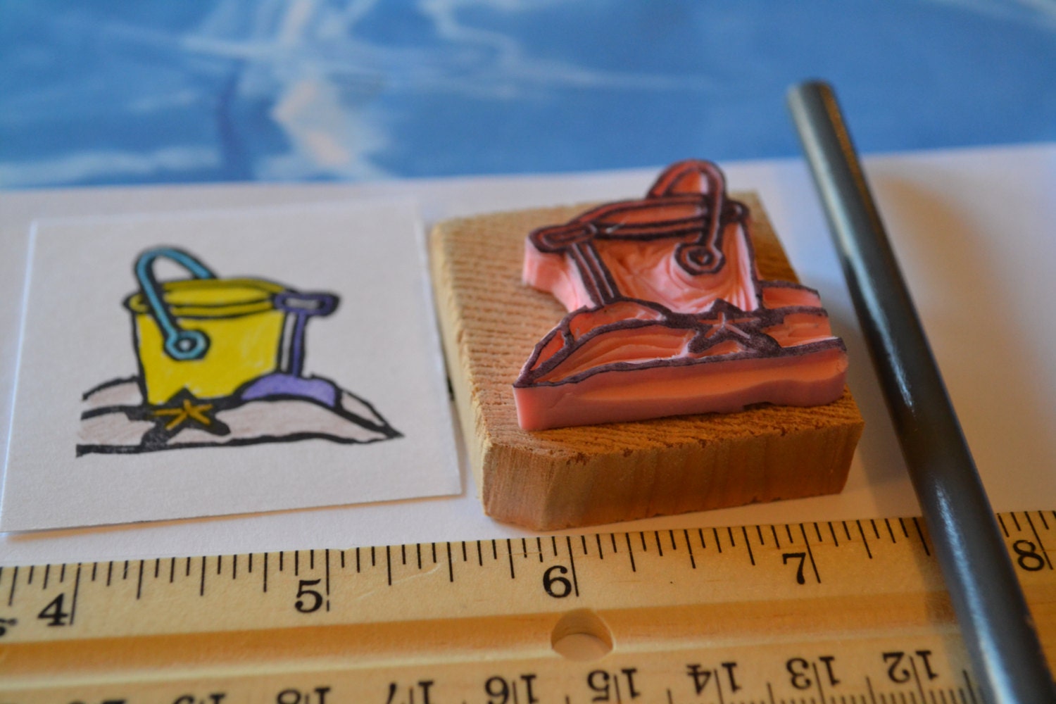 Beach Stamp Rubber Stamp Hand Carved Stamp by CarveYourWorld