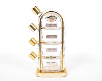 Vintage Garnier Blown Glass and Brass Liquor Dispenser