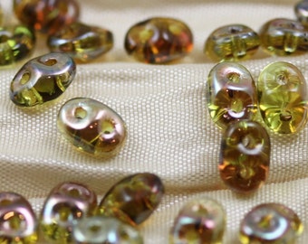 20grams 5x2mm Olivine Celsian - 2-hole SuperDuo Czech Glass Beads