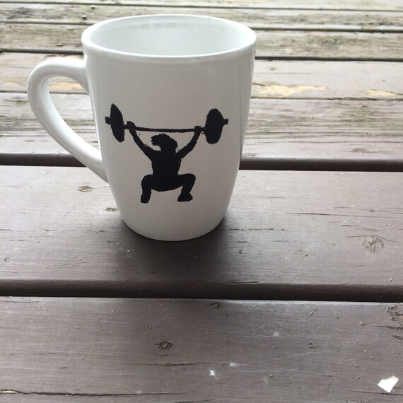 Items similar to Hand Painted Weight Lifting Mug birthday gift house