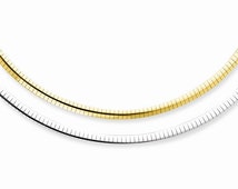 Gold 14K White Gold Two Tone 4mm Reversible Domed Omega Necklace Chain ...