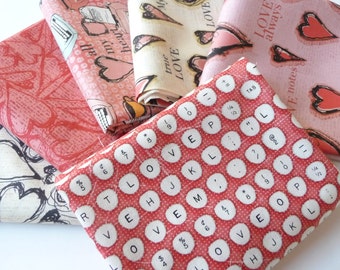 Valentines Day Fat Quarter Bundle, All My Heart by Clothworks, 6 Fat Quarters, Valentine Fabric Bundle, Hearts Fat Quarter Bundle, Cotton