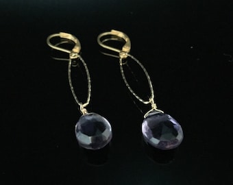 Amethyst Earrings // Purple Amethyst Earrings // Amethyst Gold Earrings // Teardrop Amethyst // Gold fill // Long Earrings Earrings