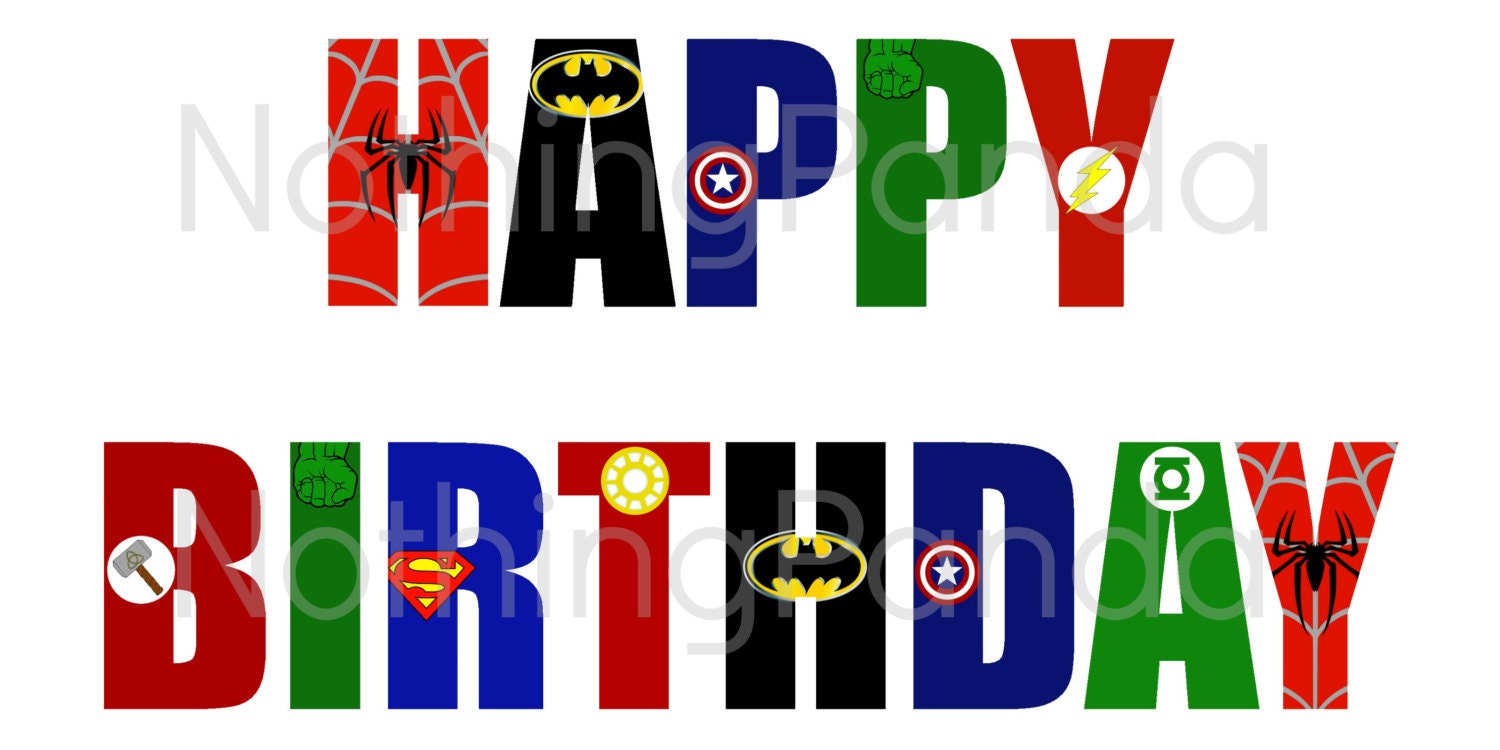Superhero Happy Birthday Backdrop // Superhero Logo