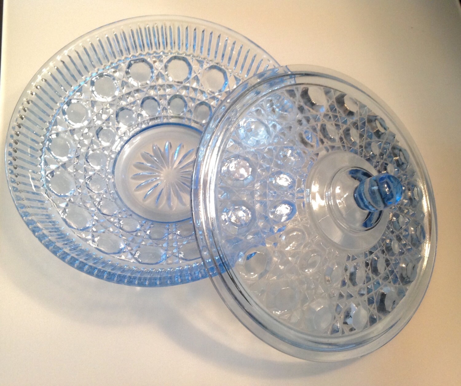 Light blue candy dish with lid sapphire blue covered bowl