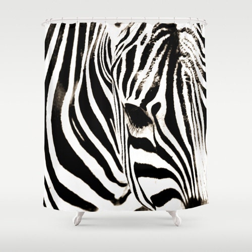 Zebra Shower Curtain Black and White Shower Curtain Black