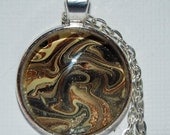 Necklace, Gift for Women, Men, Gift Idea, Handmade, Jewelry, “Sands of Timeâ€, black, beige, yellow, silver, One of a Kind Hand Painted Necklace, Gift for Women, Men, Gift Idea, Handmade, Jewelry, “Sands of Timeâ€, black, beige, yellow, silver, One of a Kind Hand Painted