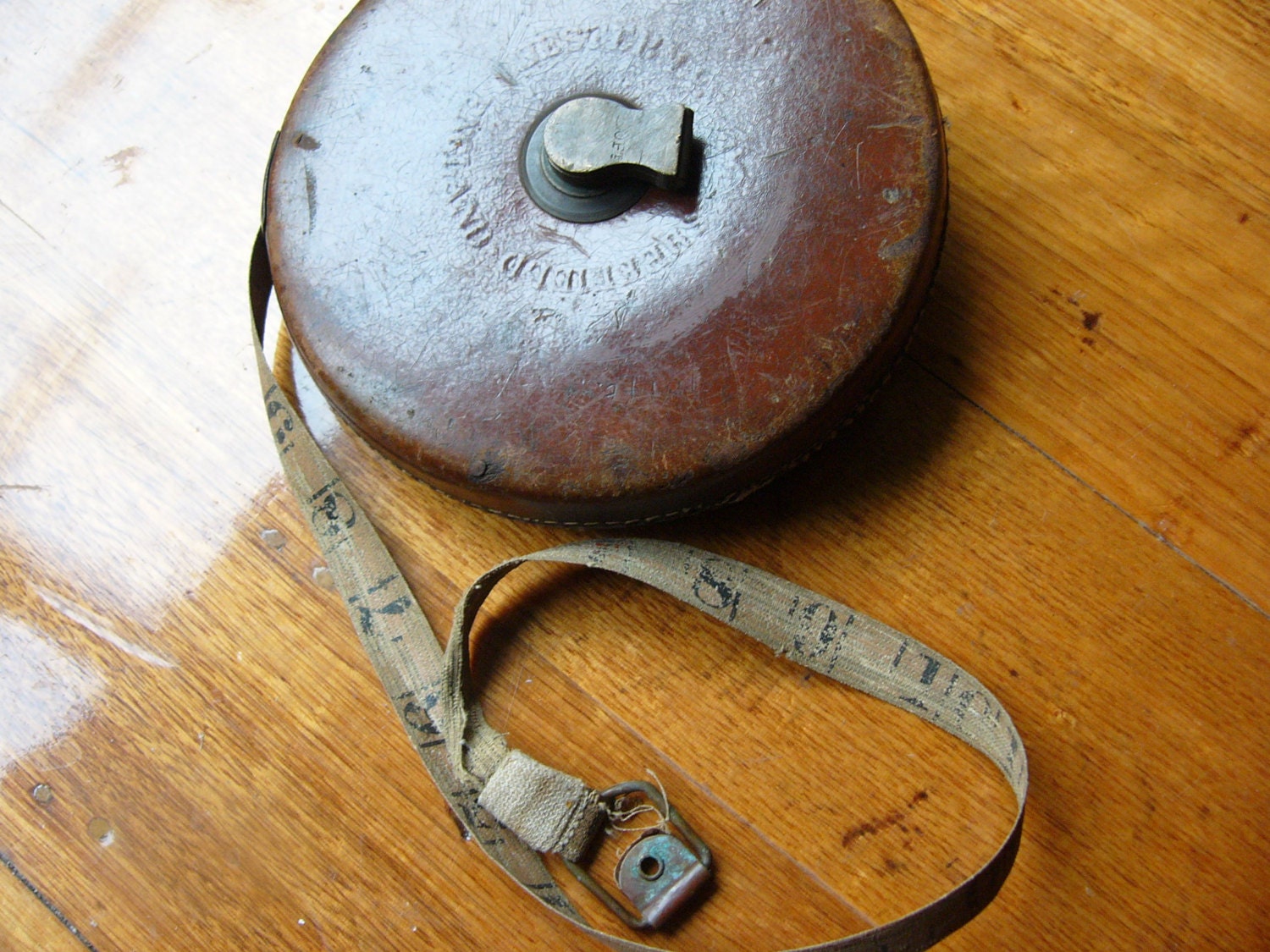 Vintage Tape Measure Leather Cased Tape Measure