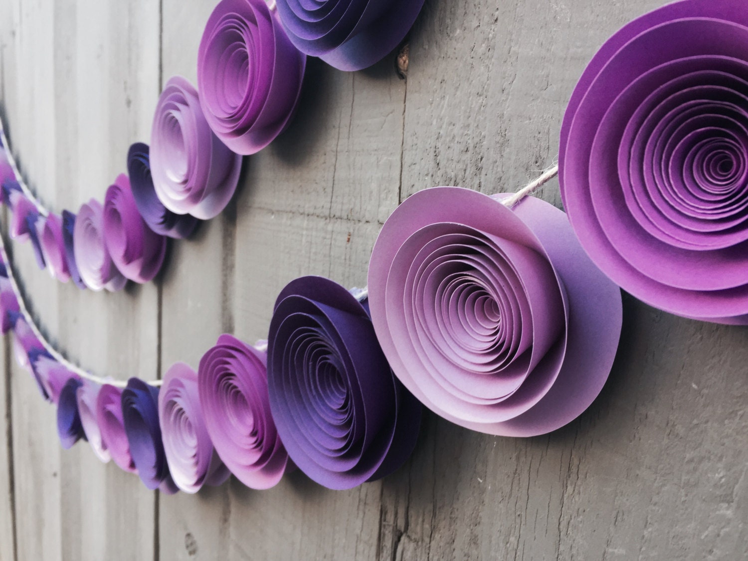 Purple Paper Flower Garland Ombre Purple by BellaLunasFlowers