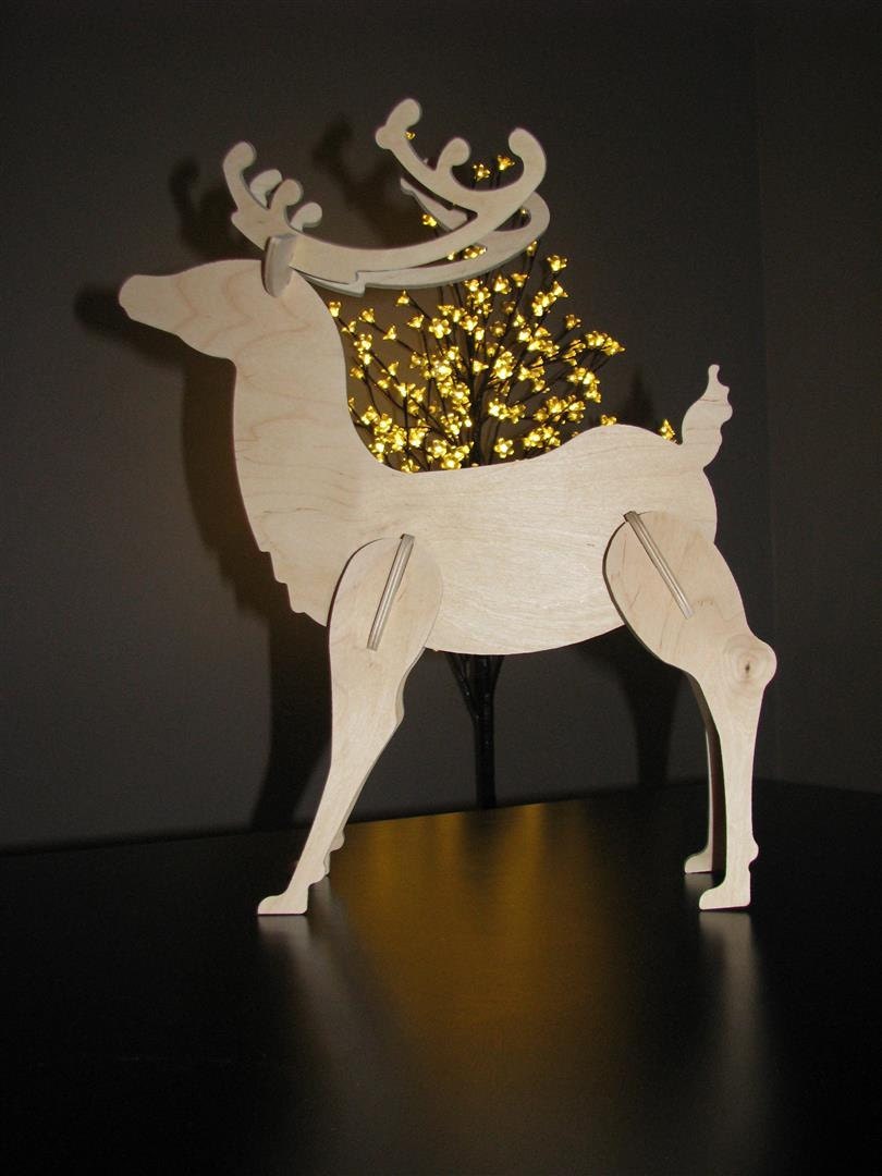 Small Wooden Reindeer Unpainted Birch Christmas