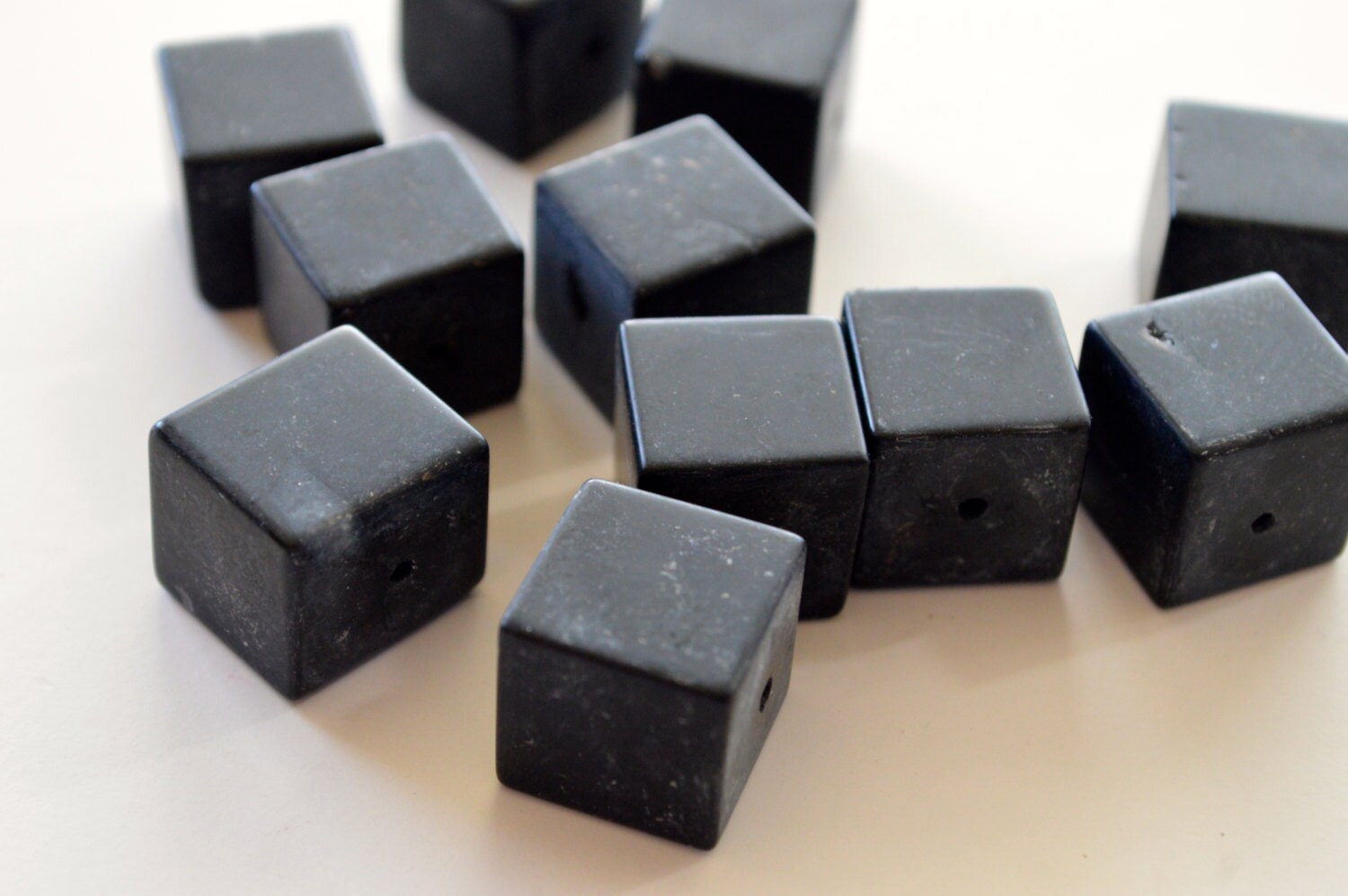 Black Howlite Stone Beads Square Black Stone by TheBeadBandit