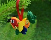 Felt Sun Conure Ornament, Bird ornament, felt bird ornament, Christmas ornament