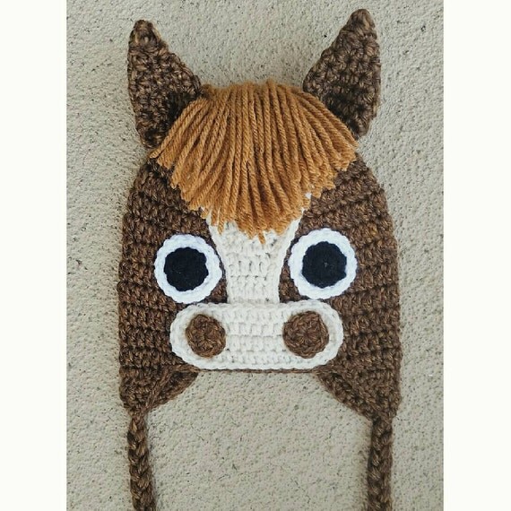 Items similar to Crochet Horse Hat, Baby Crochet Hat, Photo Prop, Horse