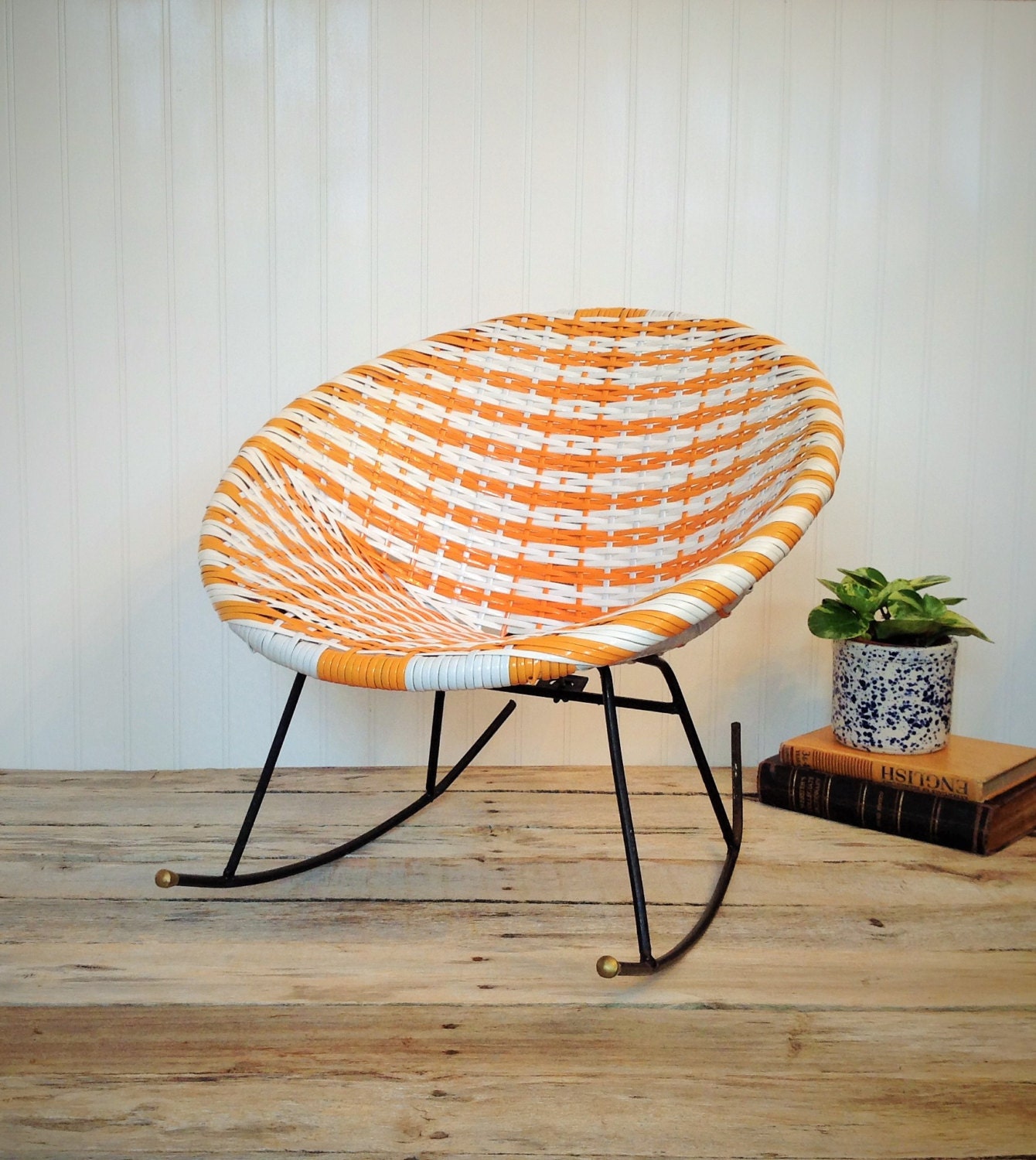 Vintage Childs Mid Century Modern Saucer Rocking Chair Hoop