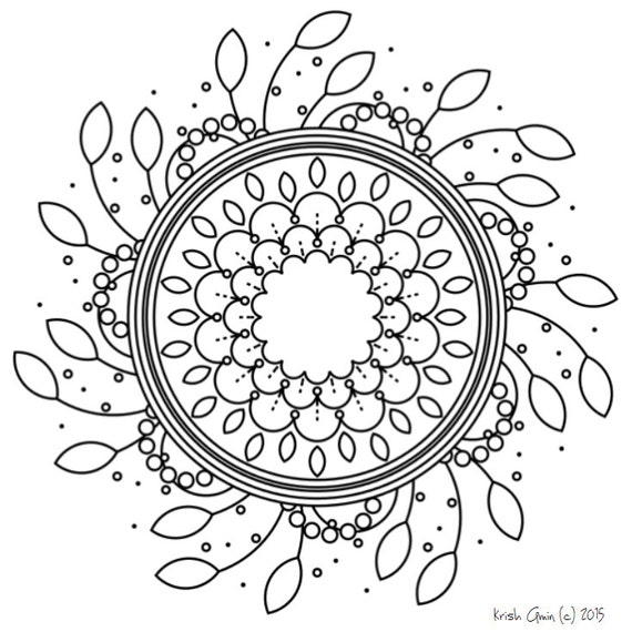 Intricate Mandala Coloring Pages leaf spring by KrishTheBrand