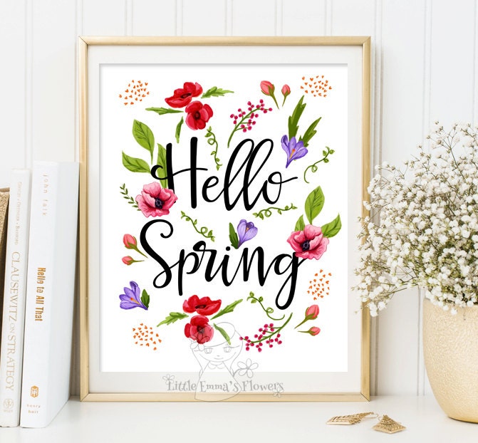 Welcome Spring Printable Spring Decor Art Spring Art Print