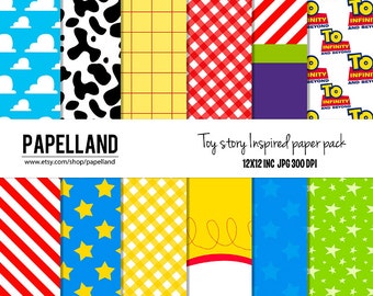 Toy story Inspired digital paper pack for scrapbooking, Making Cards, Tags and Invitations / Instant Download