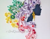 Quilling Art: "Graceful Dame" Charismatic Lady Colourful Paper Art Wall Art and Deco