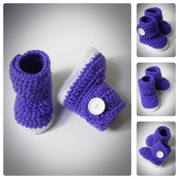 Purple Crochet Baby Girl Booties Baby UGG Boots by