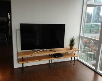 Industrial pipe and wood TV stand || entertainment unit || shelf