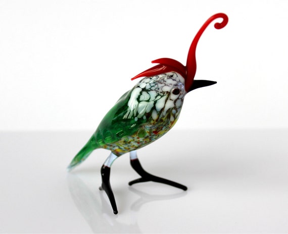 Realistic Woodland Bird Figurine Russian By Blownglassfigurine