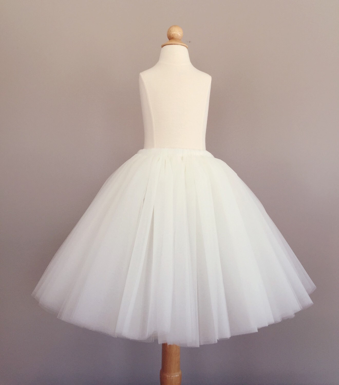 Flower girl tutu long tulle skirt ivory tutu long tulle