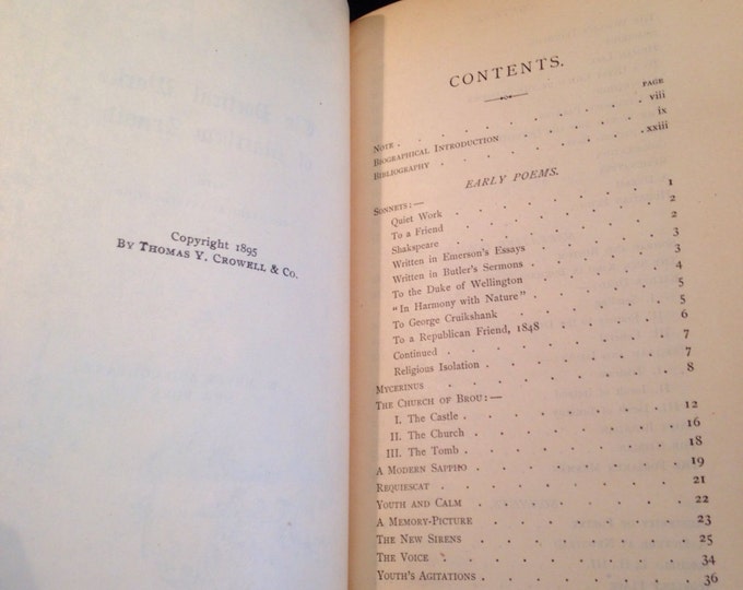 Storewide 25% Off SALE Antique c1895 Maroon Cloth Hardcover Book by Famous Artist Matthew Arnold Titled 'Arndolds Poetical Works' with Gilte