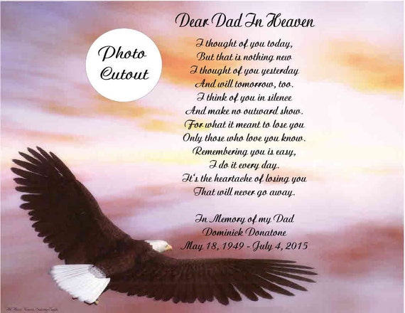 Items similar to Personalized Memoria Gift Poem For Loss of Dad, Father