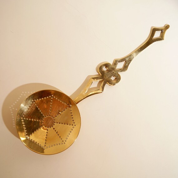 Large brass spoon with small holes vintage by UKAmobile on Etsy