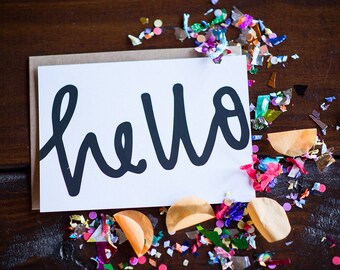 HELLO Screenprinted Flat Cards & Envelopes (Set of 5)