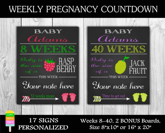 PRINTABLE Pregnancy Countdown Signs-Weekly Pregnancy
