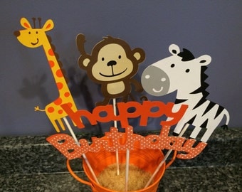 Four Piece Jungle Animal Centerpiece