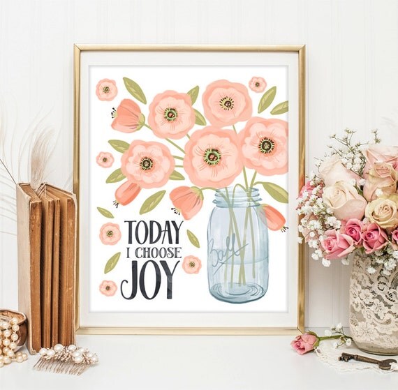 Positive Art Quote Print wall decor inspirational quotes nursery decor Kids Wall Art Today I choose joy print Motivational quote art ID3-10