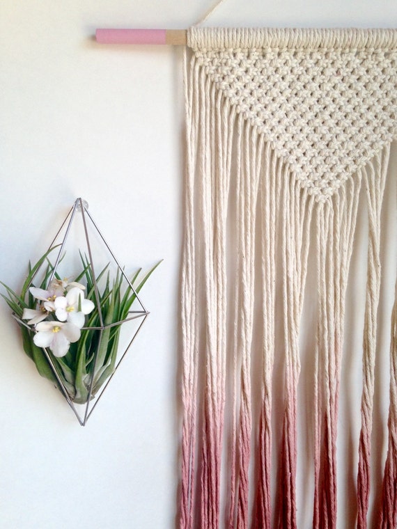 Macrame wall hanging dip dyed ombre in wine red by Rowanstudios