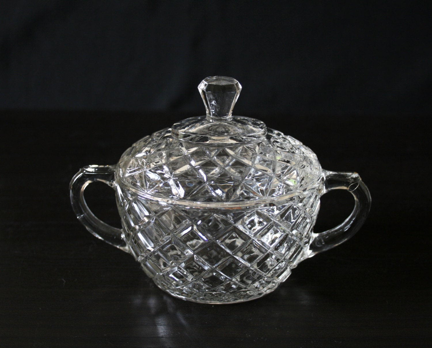 Vintage Anchor Hocking Waterford sugar bowl with lid Anchor Hocking glassware Retro glass