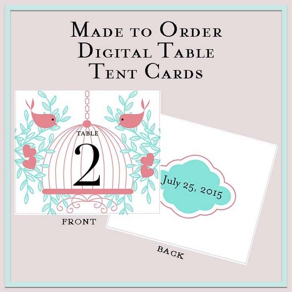 Bird Cage Table Tent Card  Wedding  Anniversary  Customized