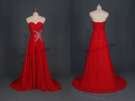 red and white long gown
