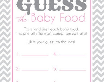 Baby Shower Game Cards for Guess the Baby Food Game Instant