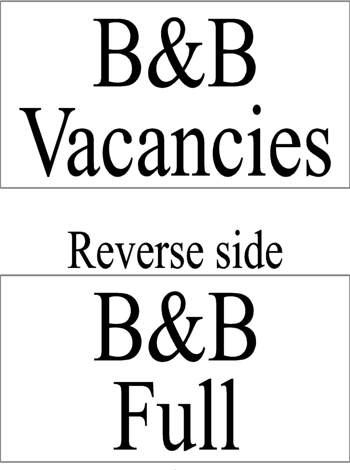 Bed And Breakfast Sign Vacancies Full B&B Sign Hanging