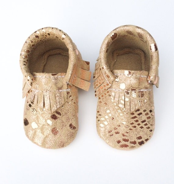 Baby Moccasins, Toddler Moccasins, Limited Edition Rose Gold Fizz