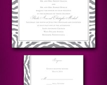 Zebra print wedding invitations